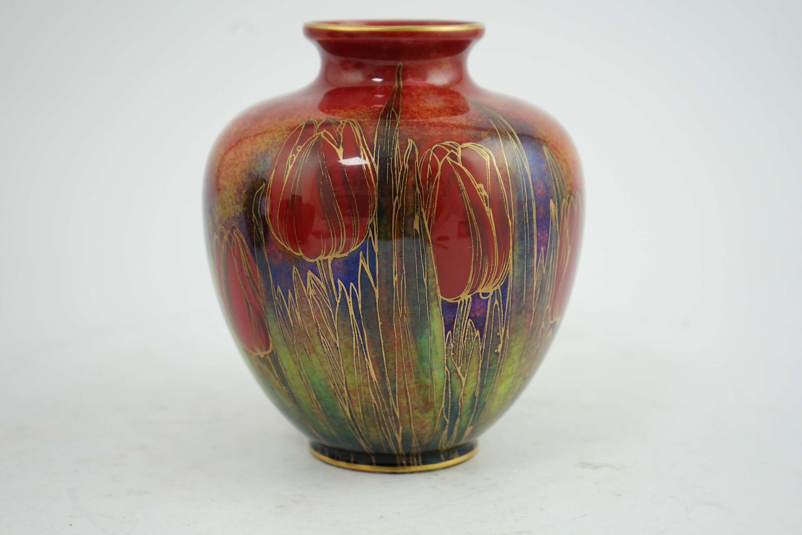 A Royal Doulton ‘tulip’ flambé ovoid vase, by Harry Nixon, 1930s